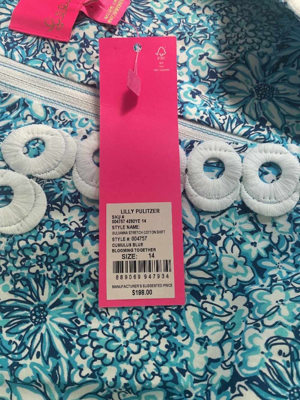 Lilly Pulitzer sz 14 Gulianna Stretch Cotton Dress Blooming Together NWT - Picture 5 of 8